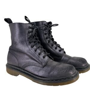 Dr Martens Pascal 8 Eye Boots Women 9 US 41 EU Metallic Iridescent Black Leather